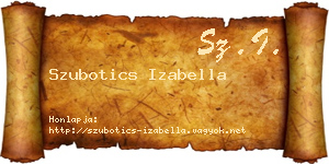 Szubotics Izabella névjegykártya